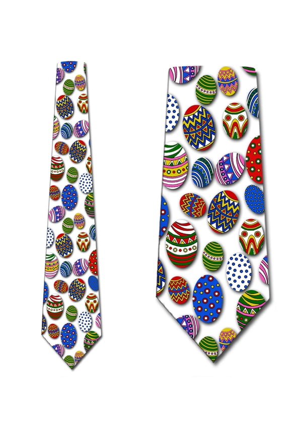 Easter Eggs Allover (White) Necktie Mens Tie by Three Rooker