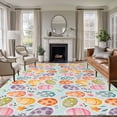 thumbnail image 1 of Easter Eggs Area Rug 5x7 Washable Rug Non Slip Colorful Eggs Spring Flowers Leaves Rustic Blue Large Area Rug Soft Stainresistant Indoor Floor Carpet for Living Room Bedroom Home Office Dining Room, 1 of 8