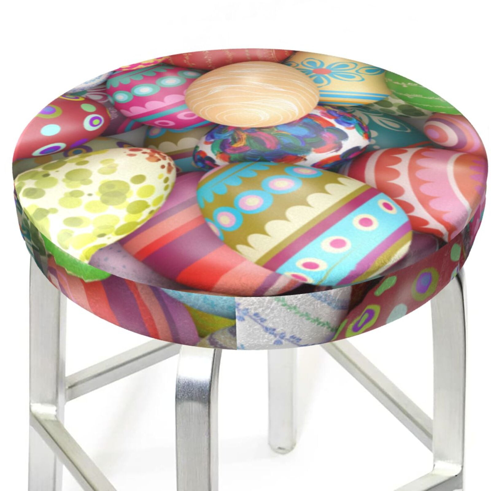 Easter Eggs Bar Stool Covers Round - Washable Round Seat Covers Cushion with Thick Sponge Non ...