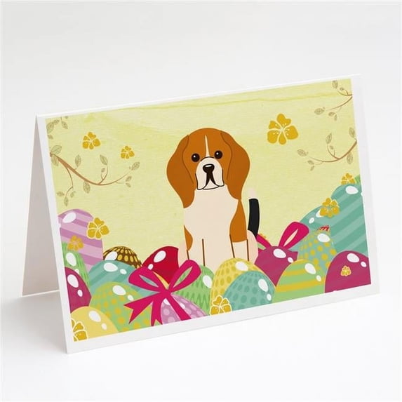 Easter Eggs Beagle Tricolor Greeting Cards & Envelopes - Pack of 8