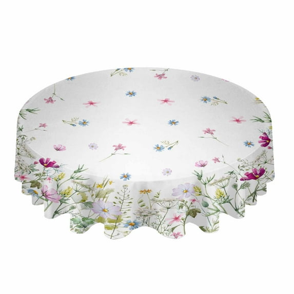 Easter Eggs Bird Flowers Round Tablecloth Waterproof Wedding Banquet Table Cover Dining Decorative Tablecloth