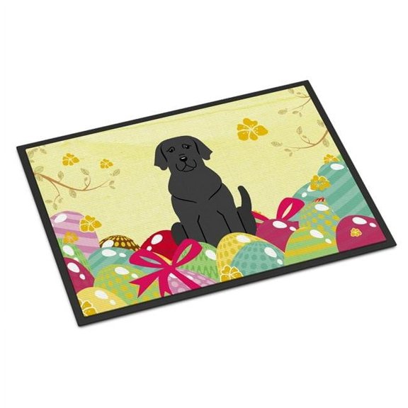 Easter Eggs Black Labrador Door Mat