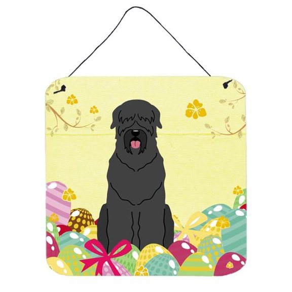 Easter Eggs Black Russian Terrier Wall or Door Hanging Prints