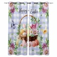 thumbnail image 1 of Easter Eggs Blackout Curtains 90 Inch Length 2 Panels Set for Living Room Bedroom, Watercolor Flowers Plants Eggs Butterfly Blue Plaid Privacy Window Treatment Thermal Black Out Drapes 52"x90", 1 of 8