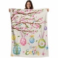thumbnail image 1 of Easter Eggs Blanket Soft Cozy Warm Throw Blanket for Couch, Plush Fuzzy Flannel Fleece Blankets for Sofa, Spring Watercolor Bunny Flower on Linen Bed Blankets Lightweight Gifts for Women, 30"x40", 1 of 9
