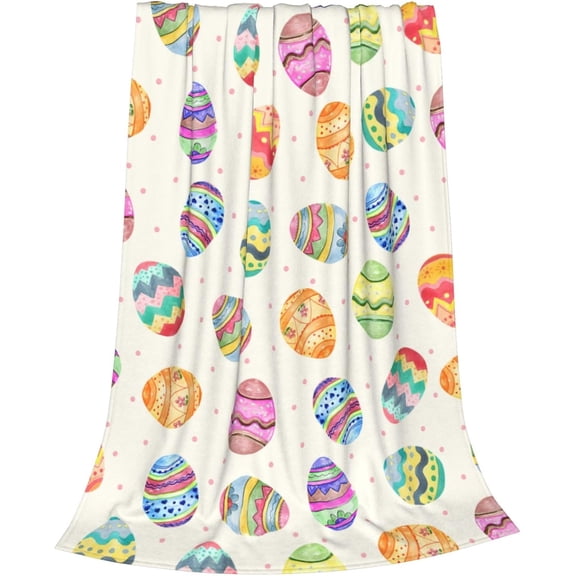 Easter Eggs Blanket, Super Soft Anti-Pilling Throw Blankets,Cute Easter Gift for Girl, Happy Easter Eggs Decor Indoor, Lightweight Flannel Blanket for Sofa Couch Bed 40x50 Inches
