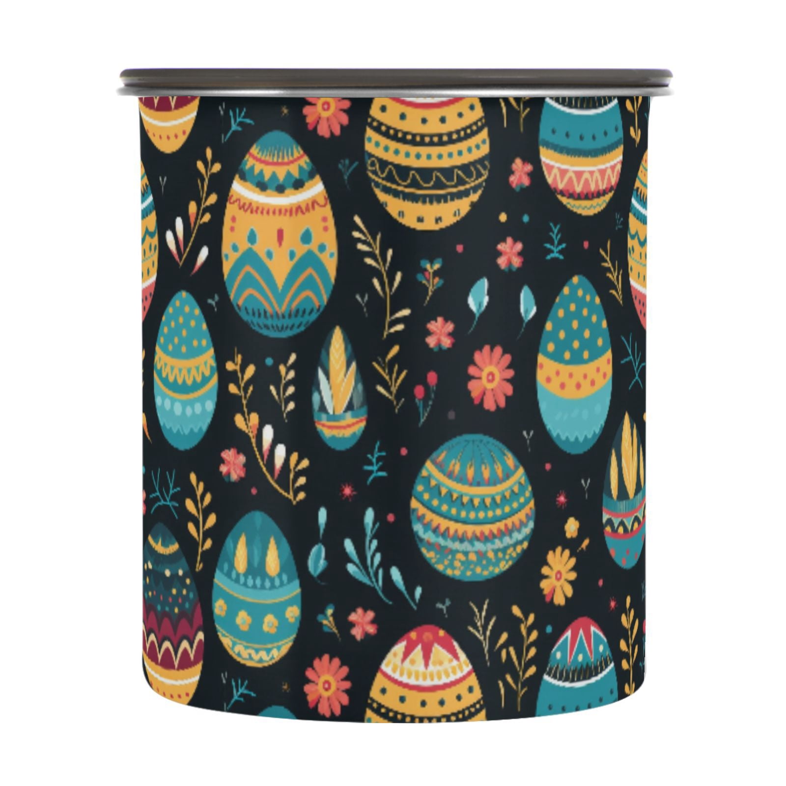 Easter Eggs Boho Airtight Coffee Bean Canister 30oz Food Storage Containers with Lids For Gournd, Tea, Sugar, Flour, Rice, Cereal, Candy Cookie Jar