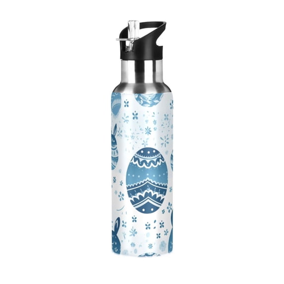 Easter Eggs Boho Sports Water Bottle with Straw Lid Insulated Stainless Steel Leak Proof BPA Free Thermal Mug with Handle for Gym Yoga Cycling Camping