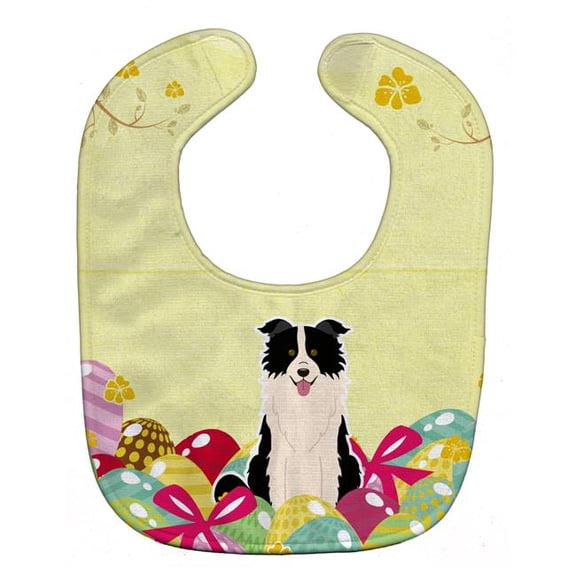 Easter Eggs Border Collie Black & White Baby Bib