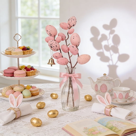 Easter Eggs Branches 11.8" Artificial Speckled Eggs for Spring Summer Indoor Easter Decoration Faux Pastel Easter Eggs for Farmhouse Home Office Bedroom Party Table Centerpieces Decor