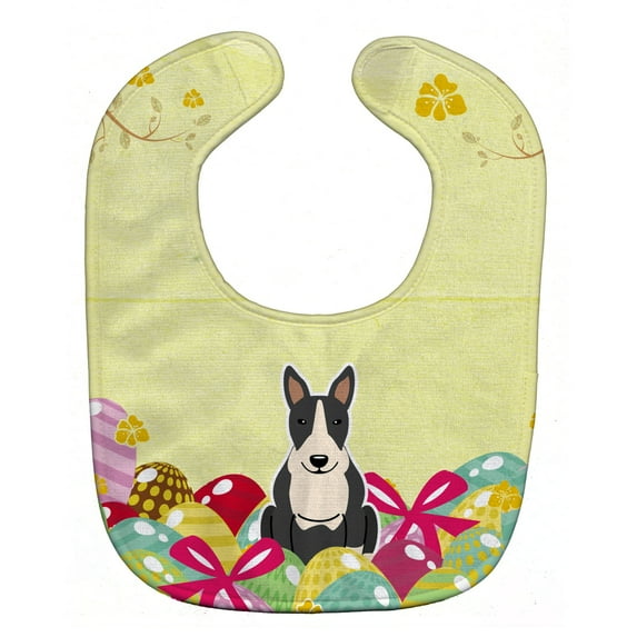 Easter Eggs Bull Terrier Black White Baby Bib