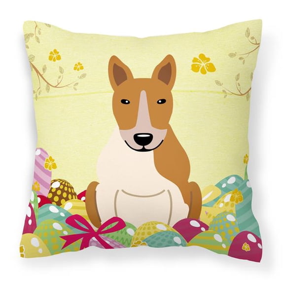 Easter Eggs Bull Terrier Red White Fabric Decorative Pillow