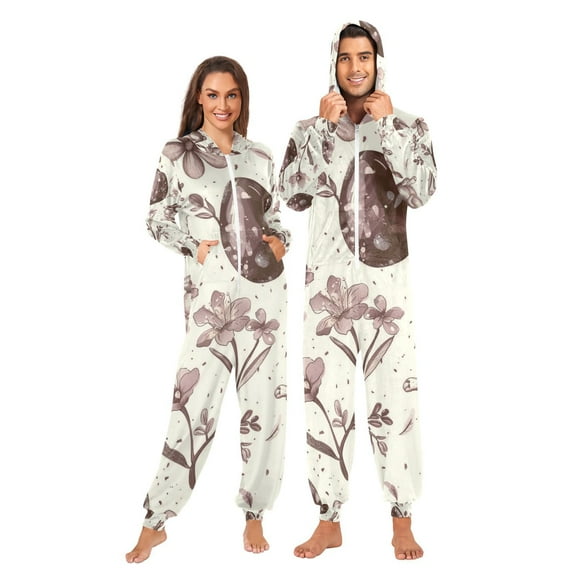 Easter Eggs Bunnies Adult Unisex Onesie Pajamas Slim Fit One Piece Suit Pjs Sleepwear Pajama Jumpsuit