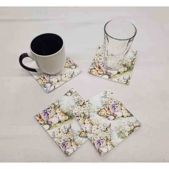 Easter Eggs & Bunnies Cloth Coasters (Set Of 4)