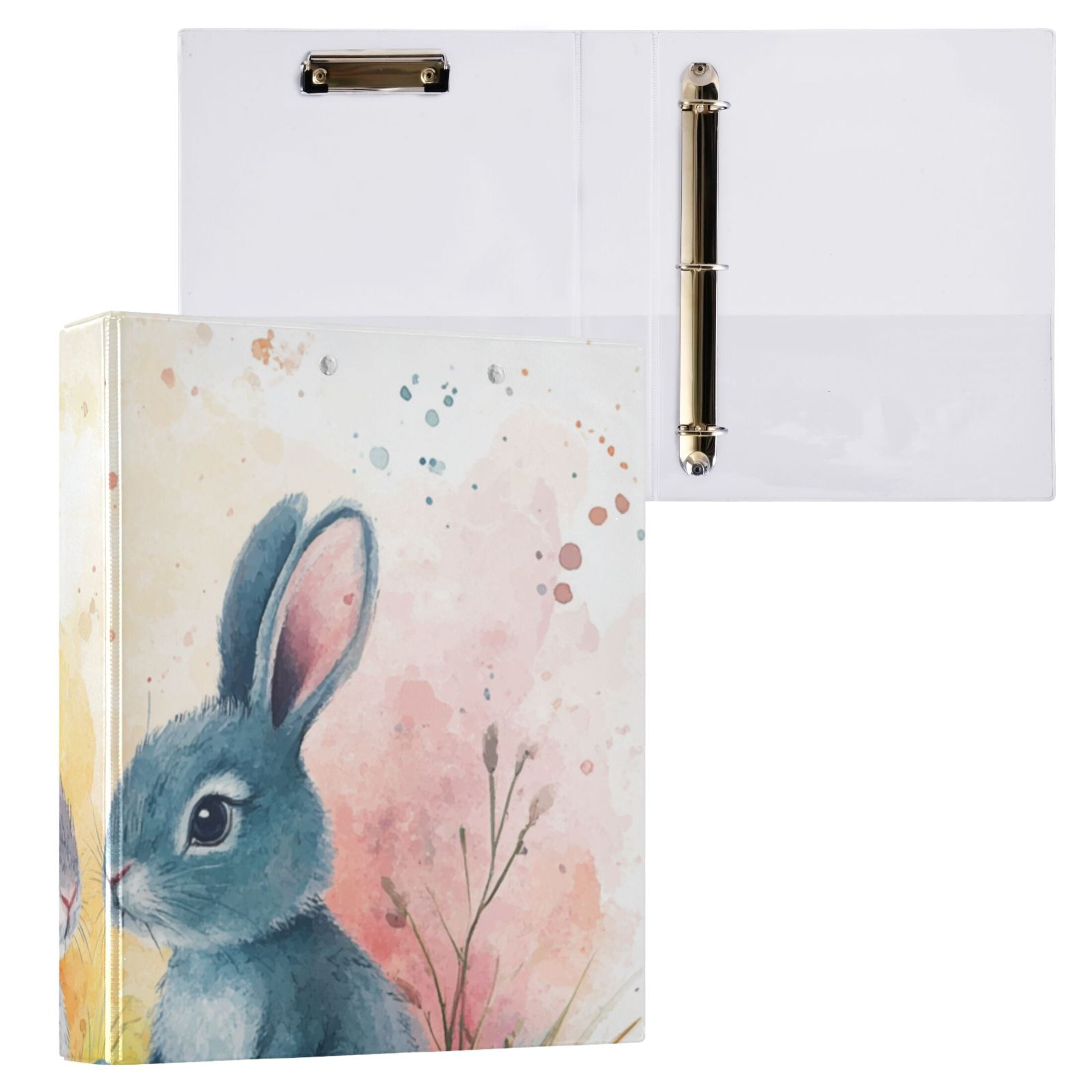 Easter Eggs Bunnies Leaves 3 Ring Binders 1.5 inch Hardcover File Folders with Interior Pockets A4 Size Organizer for School Office Hospital