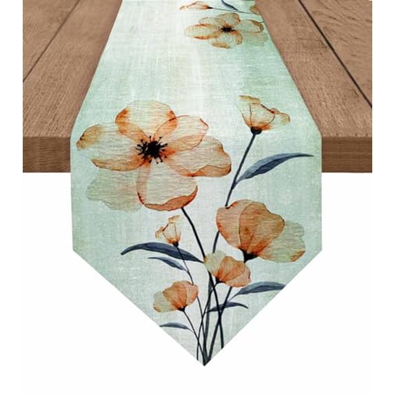 Easter Eggs Bunny Ear Triangle Table Runners Long Dresser Scarves Table Decoration for Wedding Party/Graduation Ceremony/Banquet Vintage Spring Flower Watercolor
