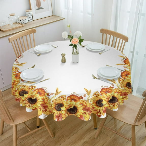 Easter Eggs Bunny Flowers Round Tablecloth Waterproof Wedding Banquet Table Cover Dining Decorative Tablecloth
