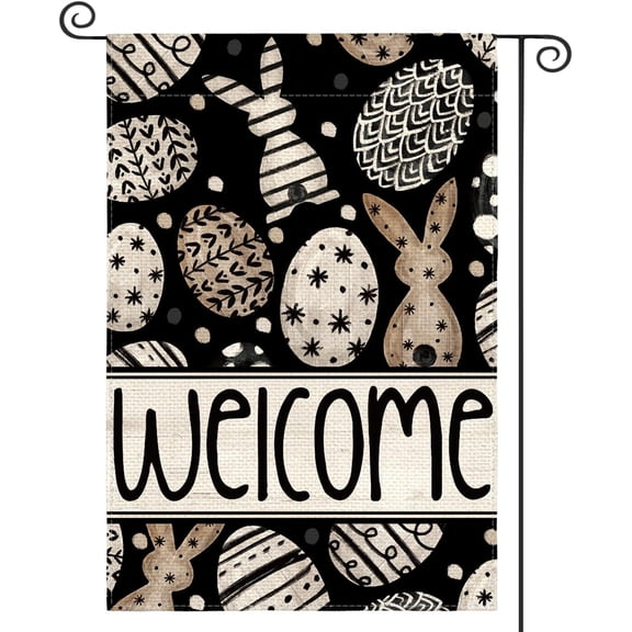 Easter Eggs Bunny Garden Flag 12x18 Inch Double Sided Outside, Welcome Holiday Yard Outdoor Flag