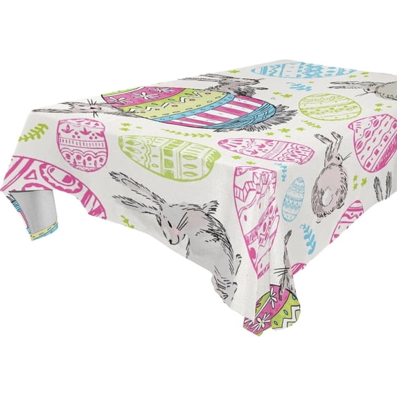 Easter Eggs Bunny Tablecloth Rectangle Colorful Table Cloth Large Square Table Cover for Dining Kitchen Party 60"x108" Decor Gift