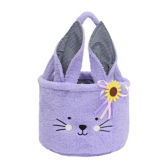 Easter Eggs Carrying Baskets, Easter Cat Face Handle Baskets, Easter Buckets Candy Gift Bags(9.0x14.1inch)