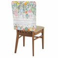 thumbnail image 1 of Easter Eggs Chair Covers Set of 1 Spring Yellow Pink Floral Leaves Wood Grain Chair Back Covers Stretch Removable Washable Slipcovers Protector for Dining Room Kitchen Party Decor, 1 of 9