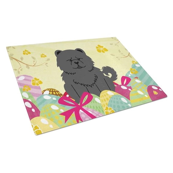 Easter Eggs Chow Chow Black Glass Cutting Board - Large