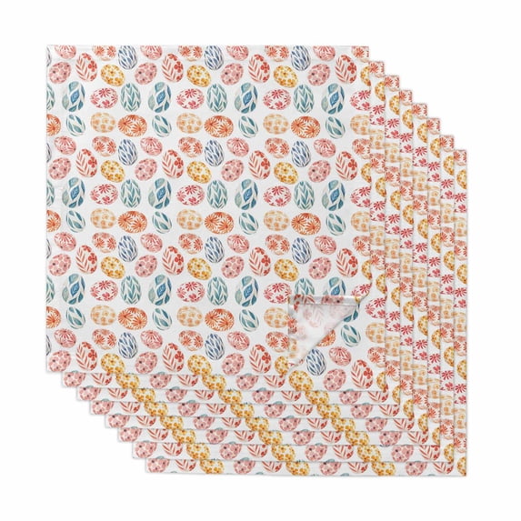Easter Eggs Cloth Napkins, Watercolor Spring Flowers Leaves Patterned Washable and Reusable Dinner Napkins Set of 8, Table Napkin for Kitchen Party Birthday Wedding Hotel Housewarming 20"x20"