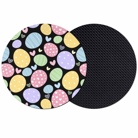 Easter Eggs Coasters Set of 2, Absorbent Coasters for Drinks, Cute Colorful Farmhouse Love Black Coaster for Desk Coffee Table Protection, Home Decor House Warming Gifts 4"
