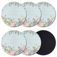 thumbnail image 1 of Easter Eggs Coasters Set of 6, Absorbent Coasters for Drinks, Spring Botanical Flowers Eucalyptus Leaf Wood Coaster for Desk Coffee Table Protection, Home Decor House Warming Gifts 4", 1 of 8