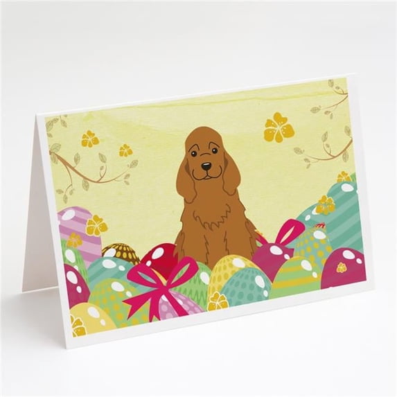 Easter Eggs Cocker Spaniel Red Greeting Cards & Envelopes - Pack of 8