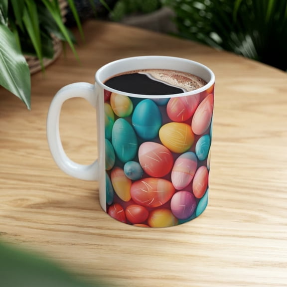 Easter Eggs Colorful Dyed Mug, Easter Sunday Morning Cup, Easter Bunny Gift Ideas, Easter Basket Stuffers, ndy, Easter Gif Family.