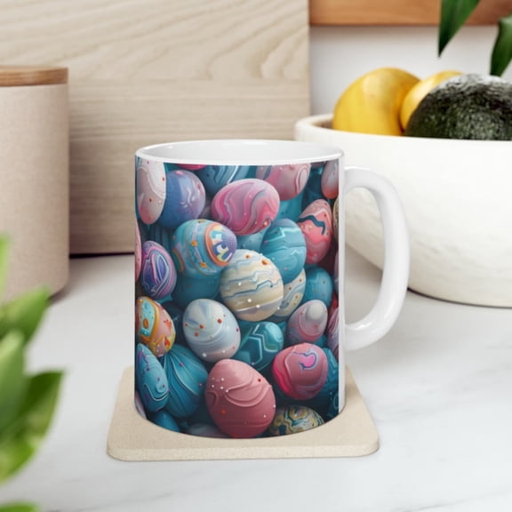 Easter Eggs Colorful Swirled Mug, Easter Cup, Easter Bunntuff, Dye Eggs, Chocolate, Speckled Eggs, Easter Basket Gift Idea, Spring Dr.