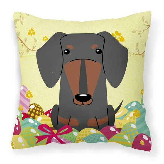 Easter Eggs Dachshund Black Tan Fabric Decorative Pillow