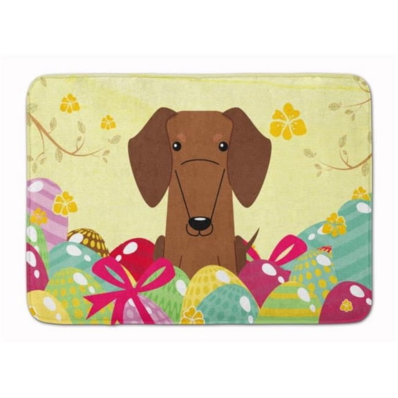 Easter Eggs Dachshund Red Brown Machine Washable Memory Foam Mat