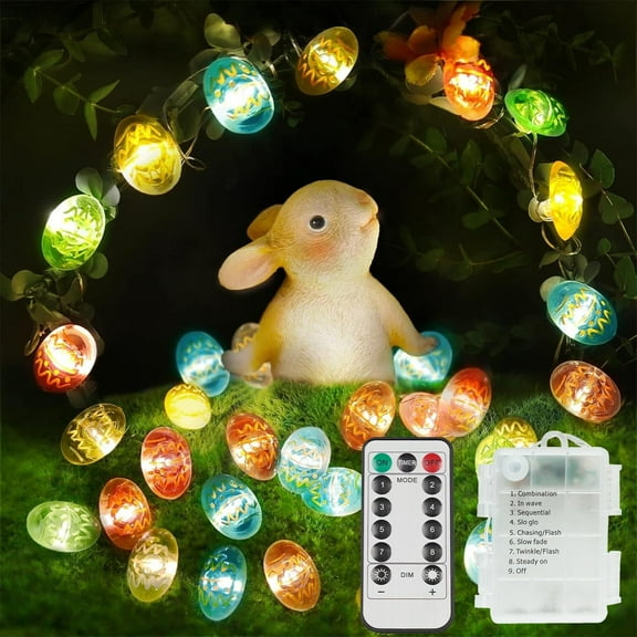 Easter Eggs Decor Lights,12.8ft 40LED Multi Color Small Fairy Lights with Remote, Easter Lights String Battery Operated for Table Indoor Home Wreaths Mantels Outdoor Tree Garden Decoration