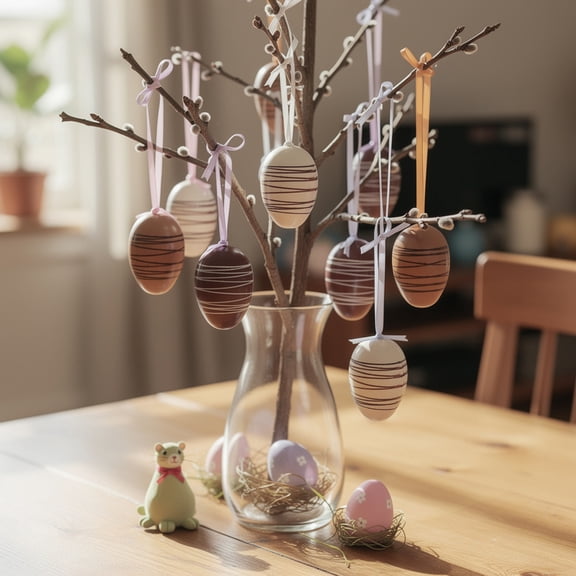 Easter Eggs Decorations, Hanging Easter Eggs, Creative Broken Easter Eggs For Scene Arrangement, 6-Piece Plastic Easter Decor Set