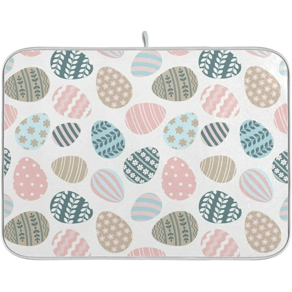 Easter Eggs Dish Drying Mat for Kitchen,Microfiber Absorbent Dish Draining Mat, Small Kitchen Drying Mats Heat Resistant Drying Pad for Counter 16 x 18