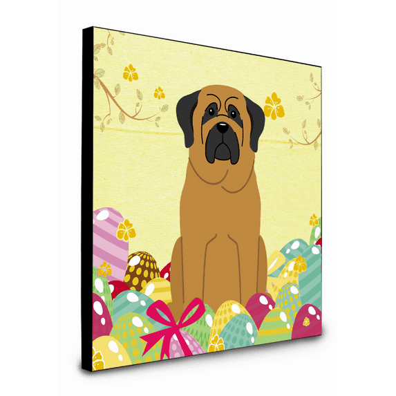 Carolines Treasures BB6018UP88 8 x 8 x 0.625 in. Easter Eggs Mastiff Artwork Panel Wall Decor