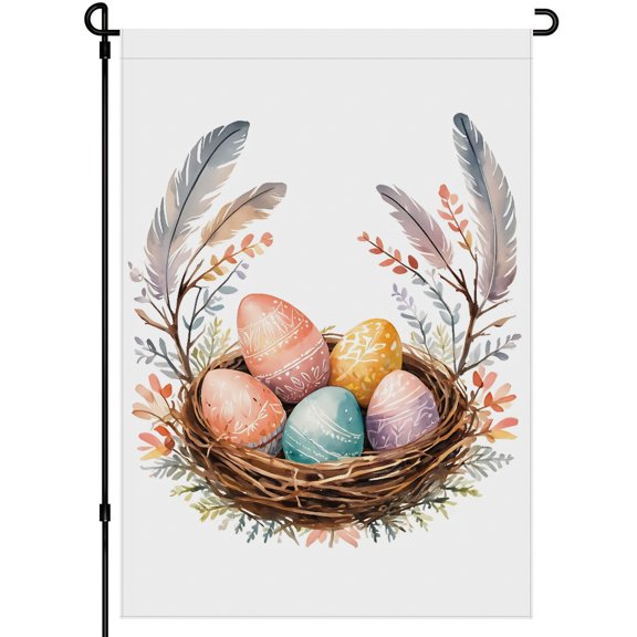 Easter Eggs Double-Colored House Flag Cartoon Flowers Durable Animated Decoration Cute Vivid Washable Outdoor Garden Flag for Home Balcony Patio House Farmhouse (28x40 Inches)
