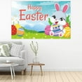 thumbnail image 1 of Easter Eggs- Easter Banner Holiday Decorations Egg Bunny Flag Background Cloth Holiday Party Photo Background, 1 of 5