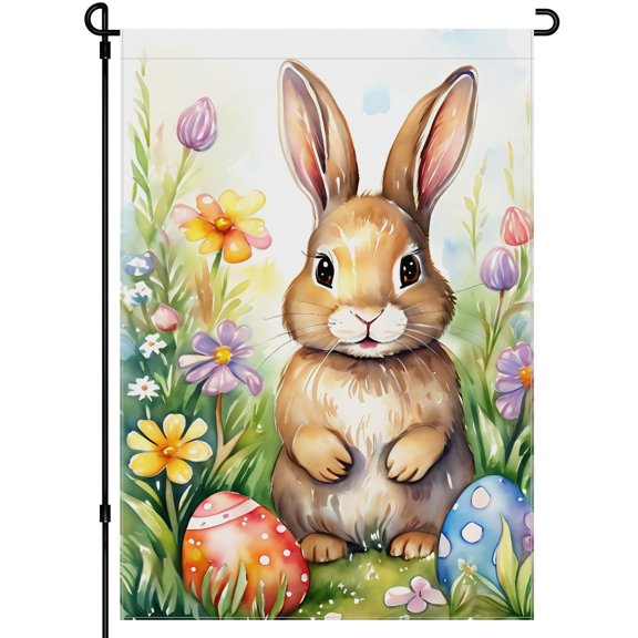 Easter Eggs Easter Decor Versatile Flag Cute Flowers Animated Decoration Double Colored Colorful Garden Flags for Front Door House Garden Yard Backyard Decoration 28x40inch