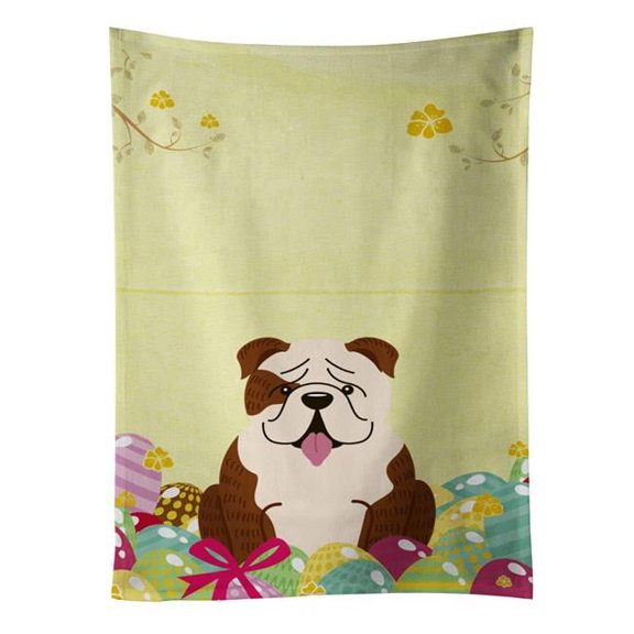 Easter Eggs English Bulldog Brindle White Kitchen Towel