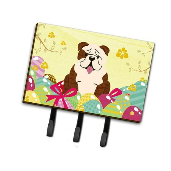 Easter Eggs English Bulldog Brindle White Leash or Key Holder