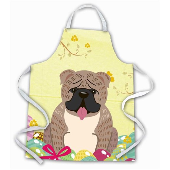 Easter Eggs English Bulldog Grey Brindle Apron
