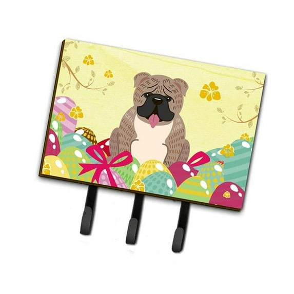 Easter Eggs English Bulldog Grey Brindle Leash or Key Holder