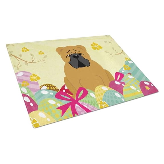 Easter Eggs English Bulldog Red Glass Cutting Board - Large