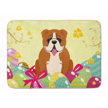 Easter Eggs English Bulldog Red White Machine Washable Memory Foam Mat