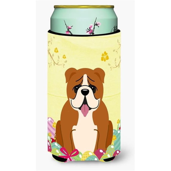 Easter Eggs English Bulldog Red White Tall Boy Beverage Insulator Hugger