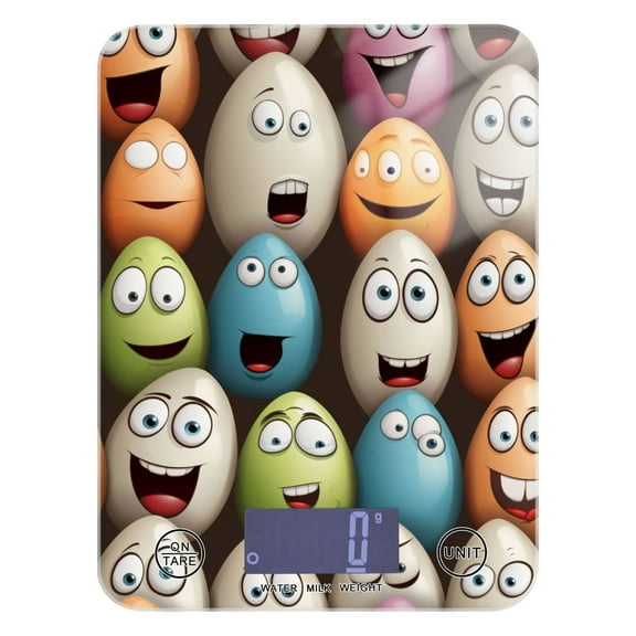 Easter Eggs Face Food Scale Digital Kitchen Scale Waterproof Tempered Glass Tare Function 11 lb for Baking Cooking Meal Prep