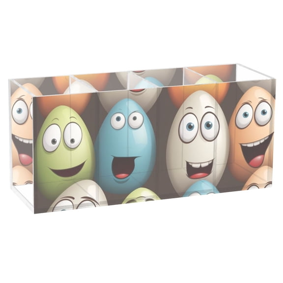 Easter Eggs Face Pencil Pen Cosmetic Holder Cup Makeup Brush Holder Desk Accessories Holder Acrylic Organizer for Office School Home